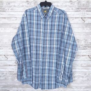 Eddie Bauer Shirt Mens XL Tall Button Down Long Sleeve Blue Plaid 300